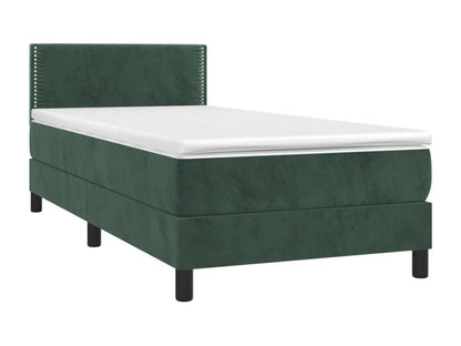 Struttura letto in velluto verde con materasso, 80 x 200 cm
