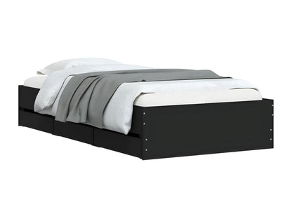 Struttura letto nera con materasso, 75 x 190 cm