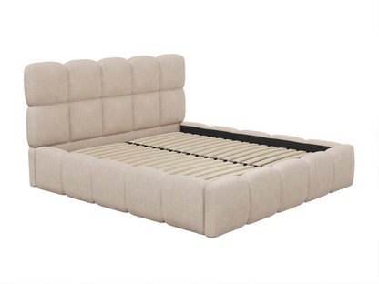 Struttura letto in tessuto bouclé beige, 180 x 200 cm
