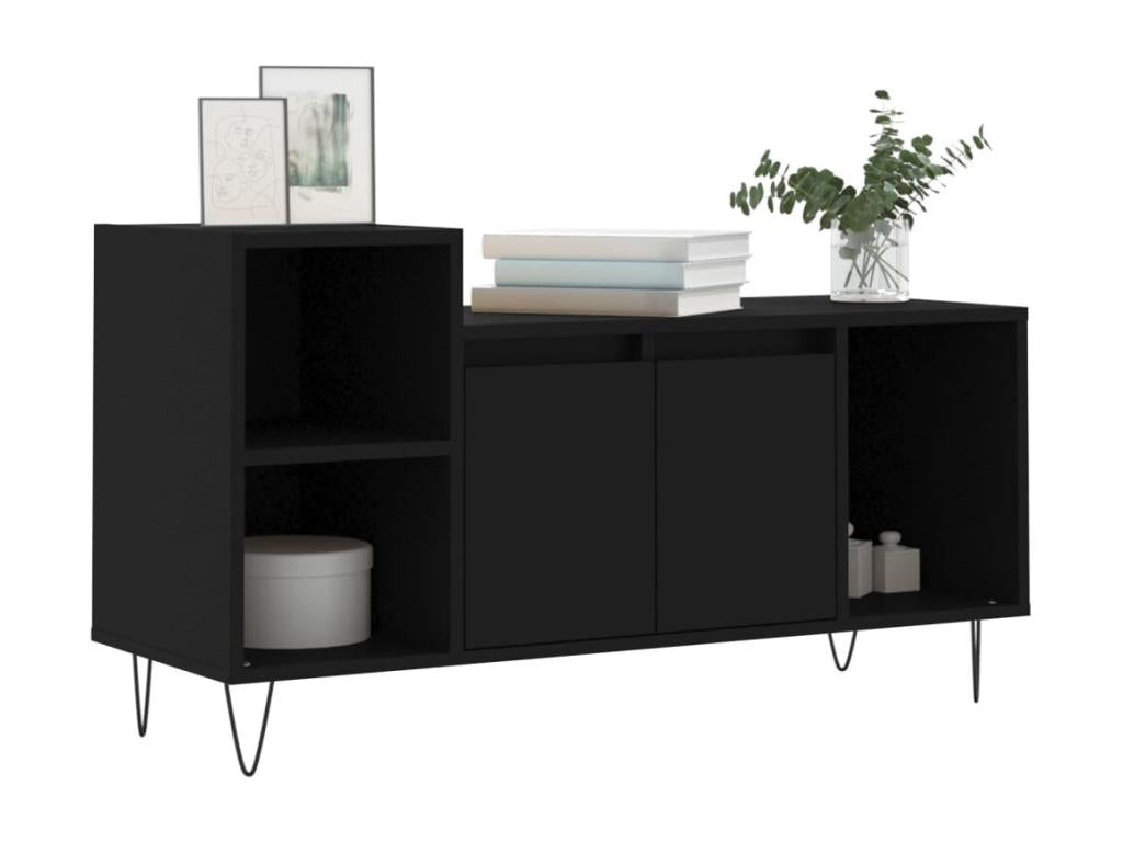 Mobile TV in legno ingegnerizzato nero, 100 x 35 x 55 cm