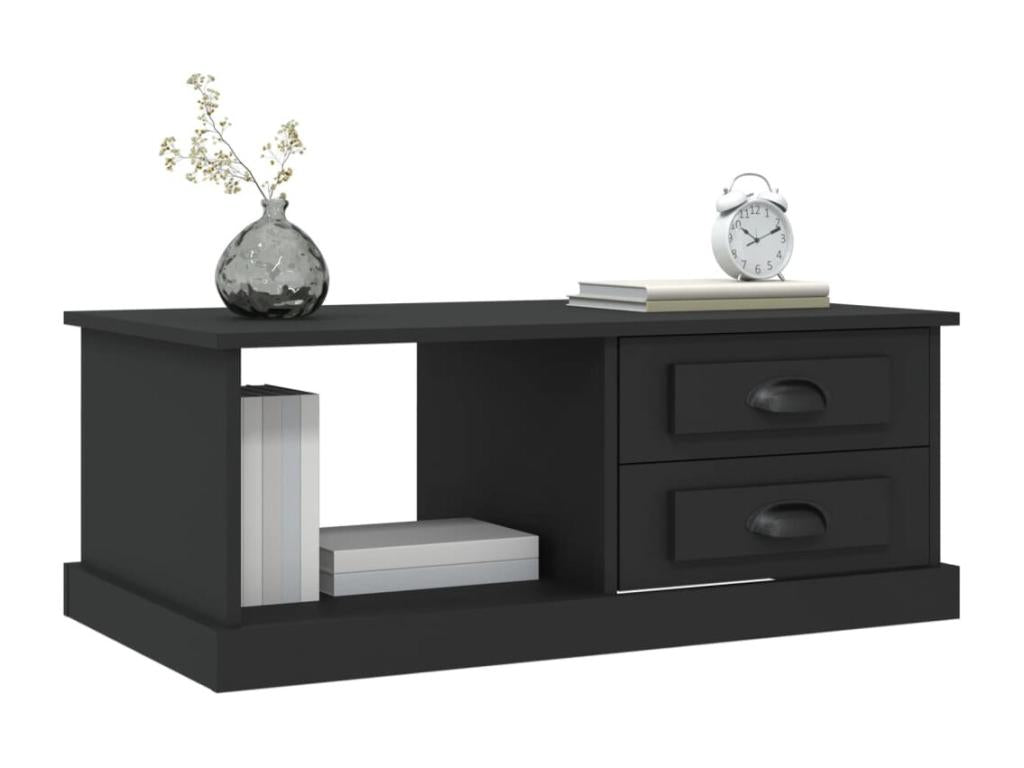 Tavolino da caffè in legno ingegnerizzato nero, 90 x 50 x 35 cm