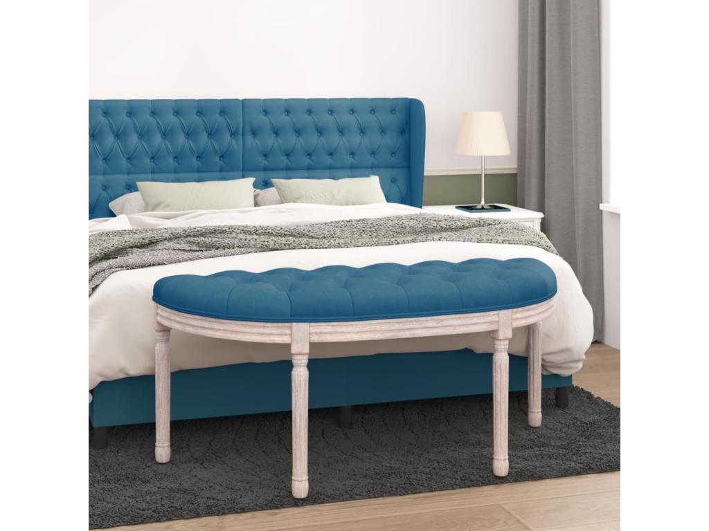 Panca in velluto blu, 110,5 x 45 x 49 cm