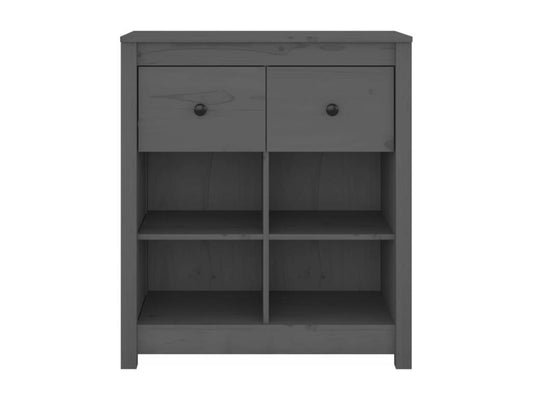 Credenza in legno massello grigio, 70 x 35 x 80 cm