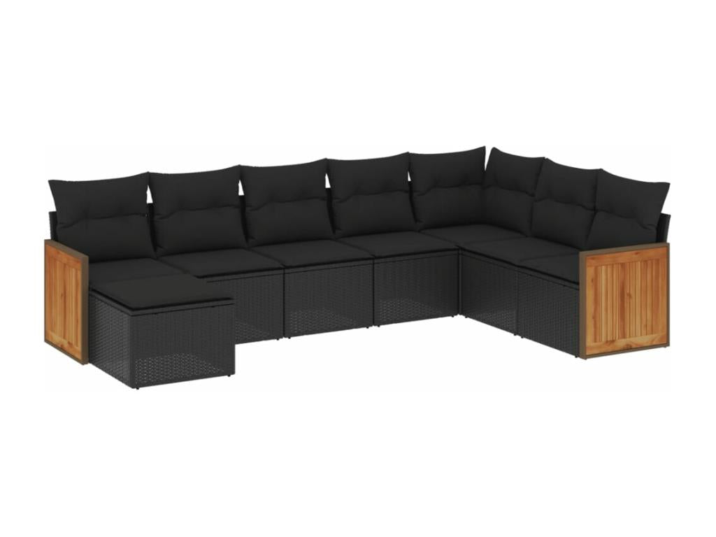 Set di mobili da esterno in vimini intrecciato in resina nera