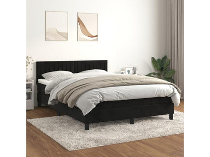 Struttura letto in velluto nero con materasso, 140 x 200 cm