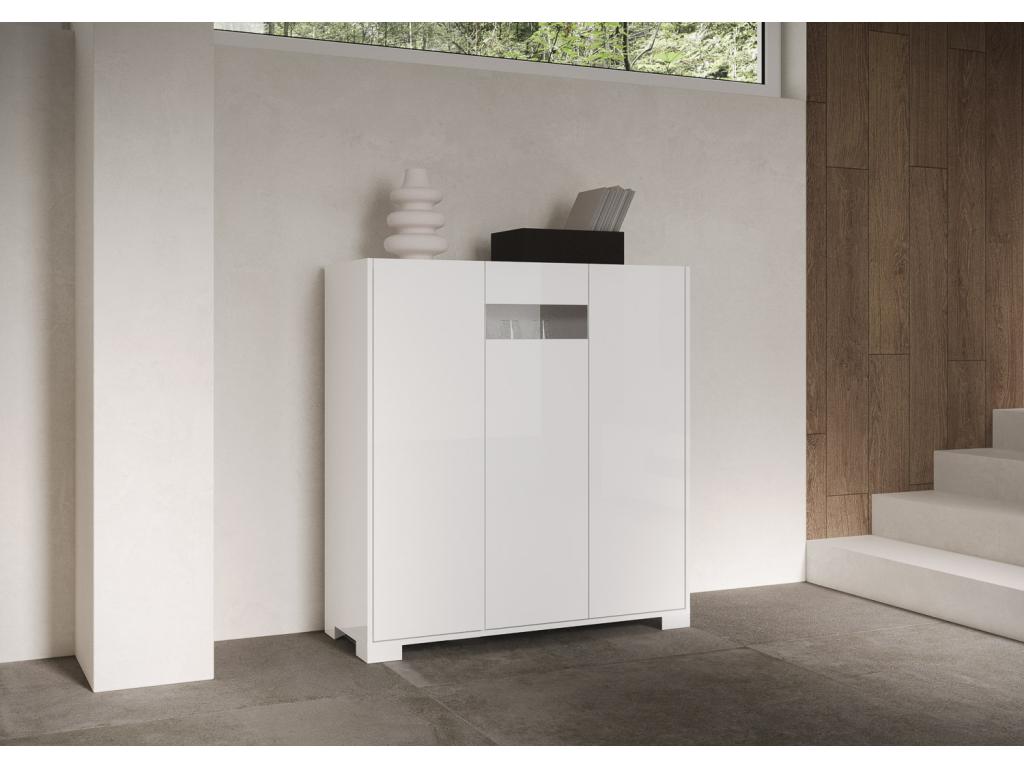 Credenza bianca a 3 ante, 103 x 35 x 110 cm