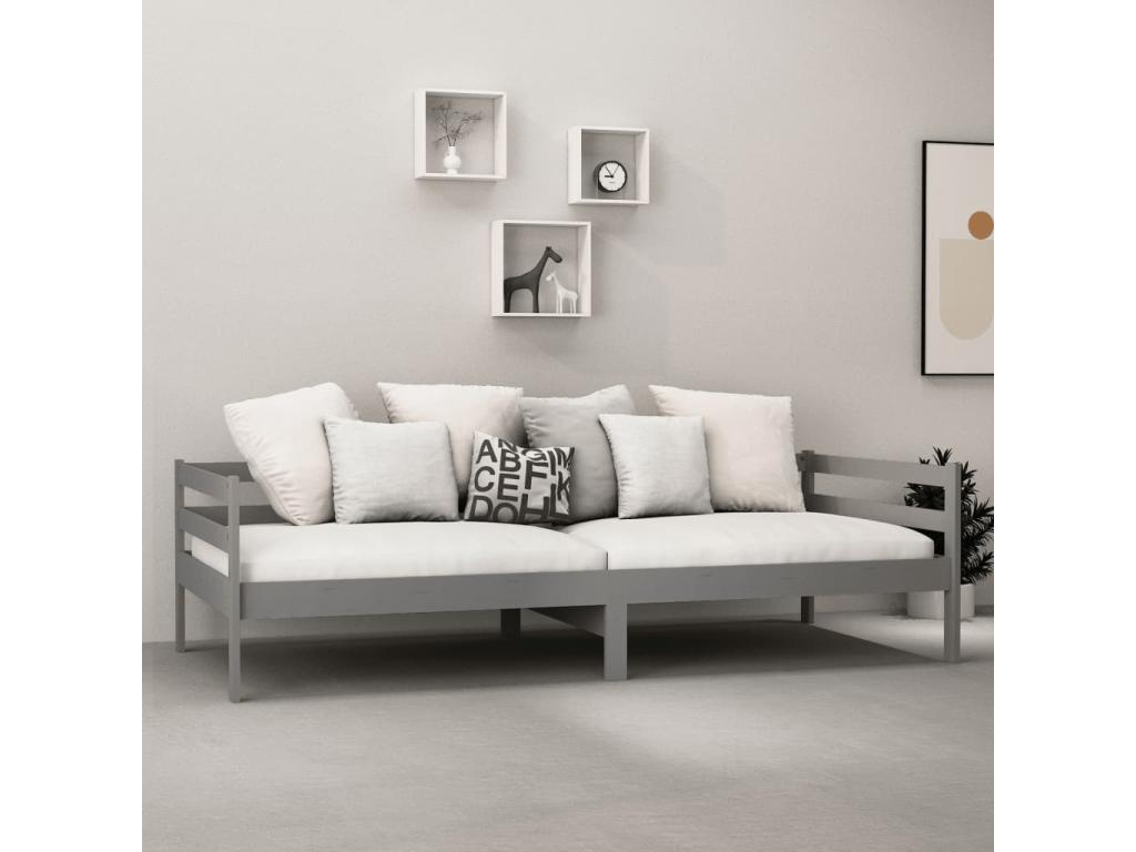 Struttura letto grigia con materasso, 90 x 200 cm