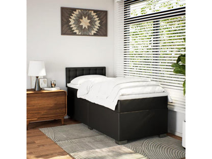 Struttura letto in similpelle nera con materasso, 80 x 200 cm