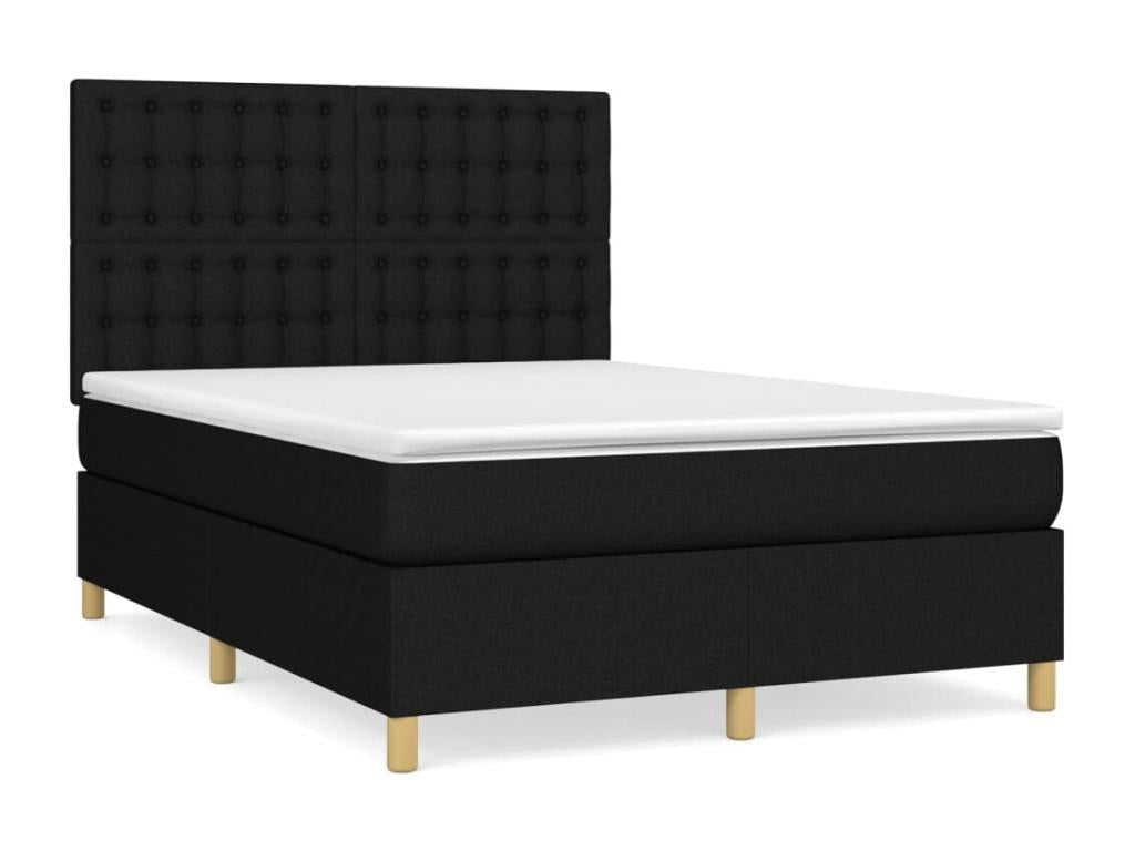 Struttura letto in tessuto nero con materasso, 140 x 190 cm