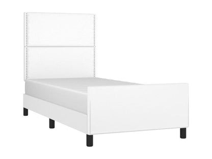 Struttura letto in similpelle bianca con materasso, 90 x 200 cm