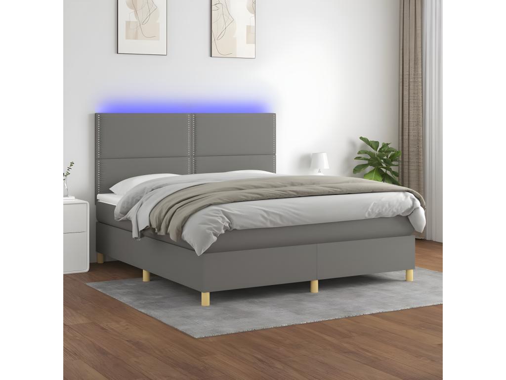 Struttura letto in tessuto grigio con materasso, 180 x 200 cm