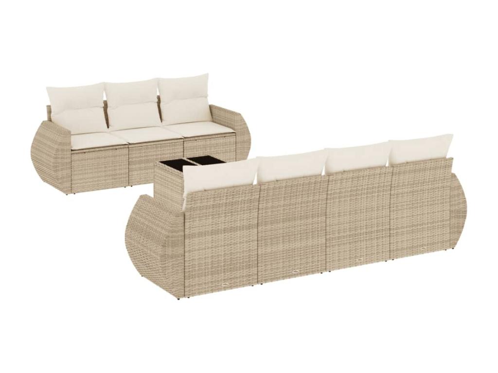 Set di mobili da esterno in vimini intrecciato in resina beige