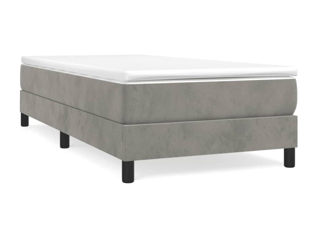 Struttura letto in velluto grigio, 90 x 190 cm