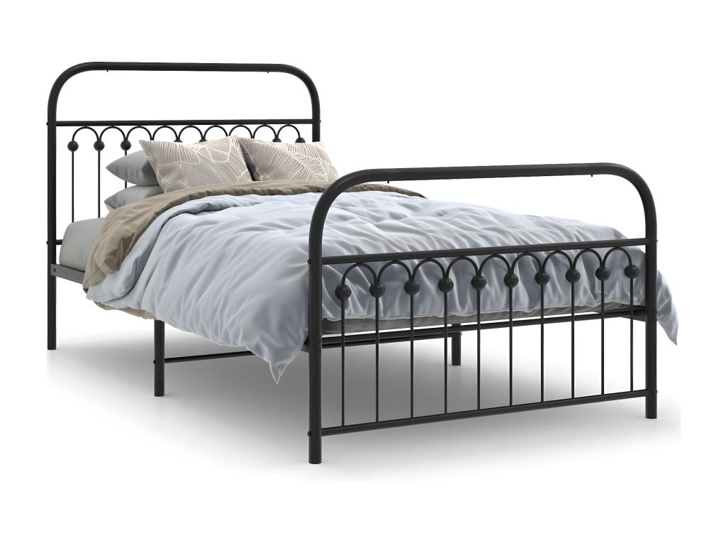 Struttura letto in metallo nero, 107 x 203 cm