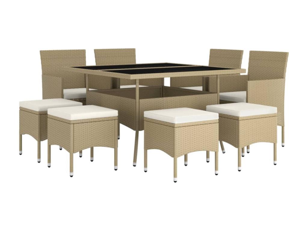 Set di mobili da esterno in vimini intrecciato in resina beige