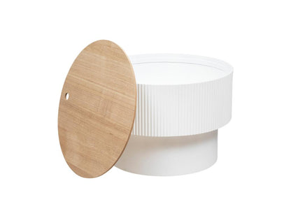 Tavolino da caffè bianco con contenitore