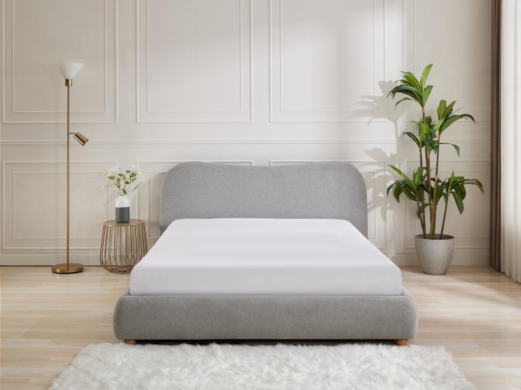 Struttura letto in tessuto grigio, 140 x 190 cm