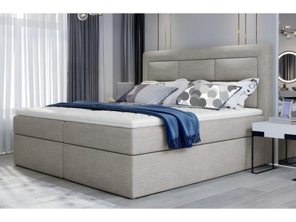 Struttura letto in tessuto beige con materasso, 140 x 200 cm