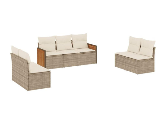 Set di mobili da esterno in vimini intrecciato in resina beige