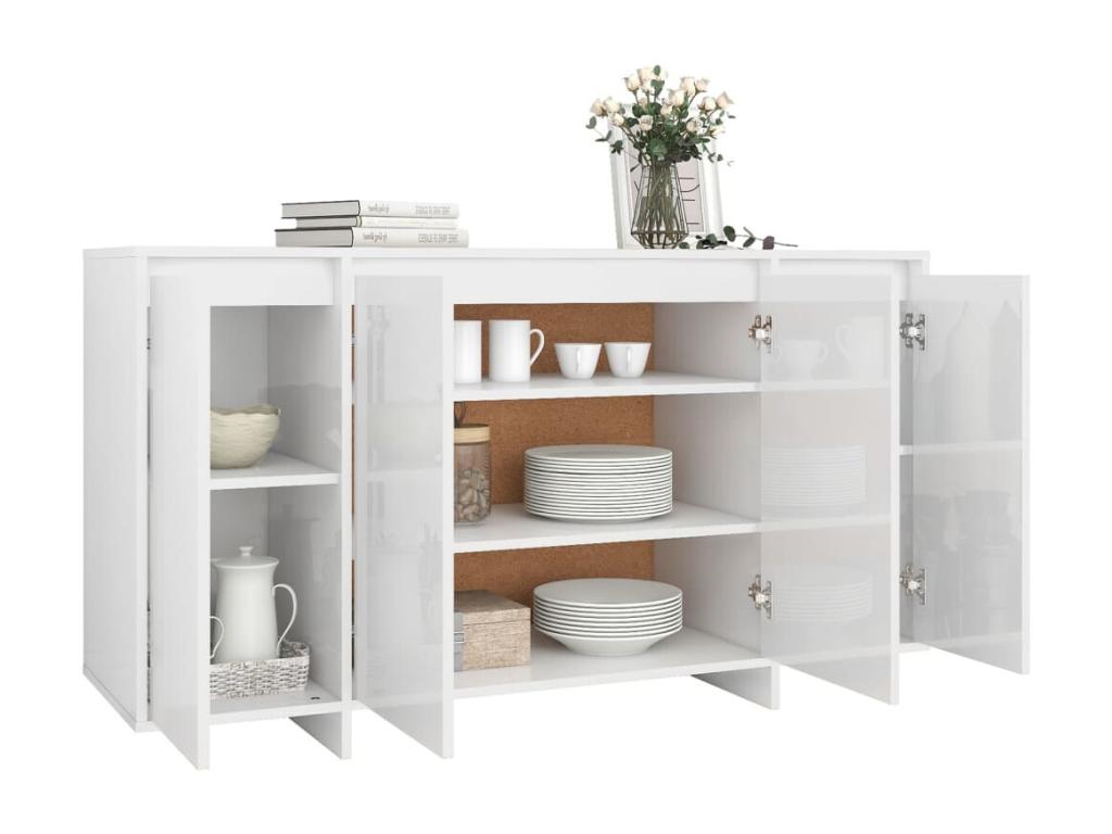 Credenza in legno ingegnerizzato bianco, 135 x 41 x 75 cm