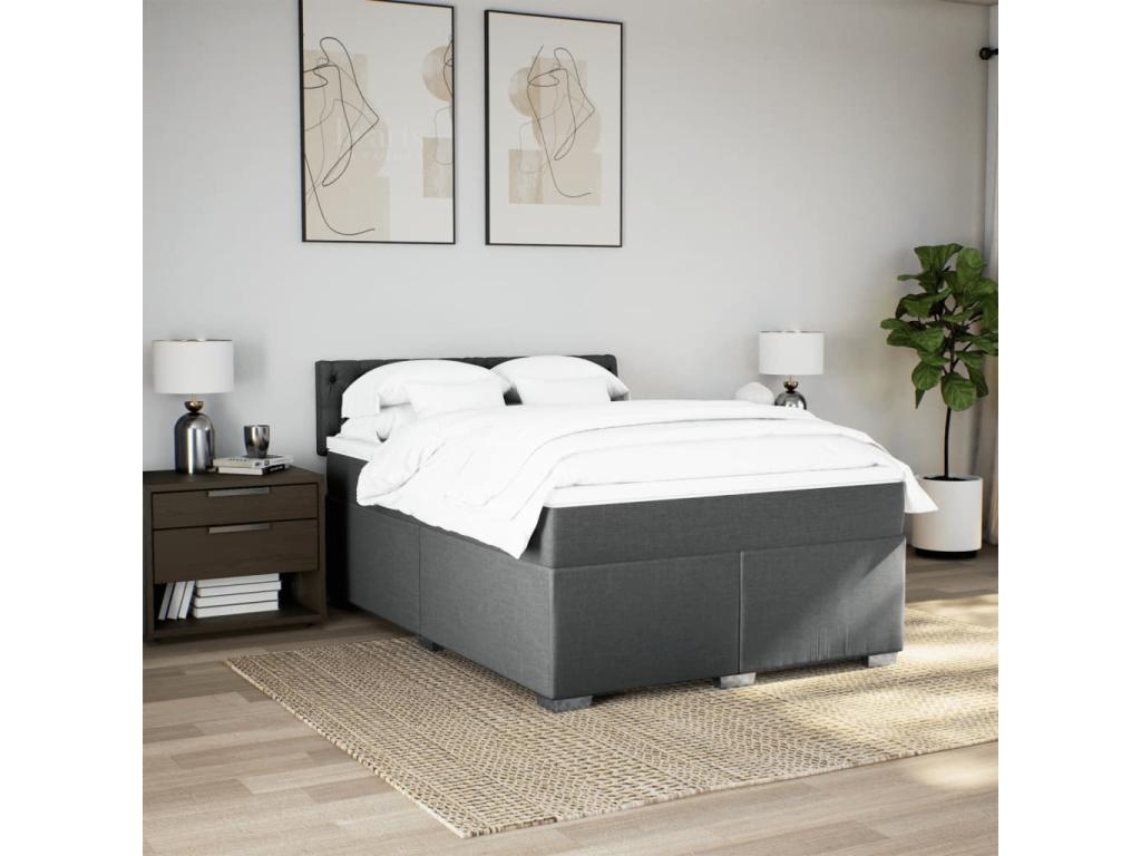 Struttura letto in tessuto grigio con materasso, 160 x 200 cm