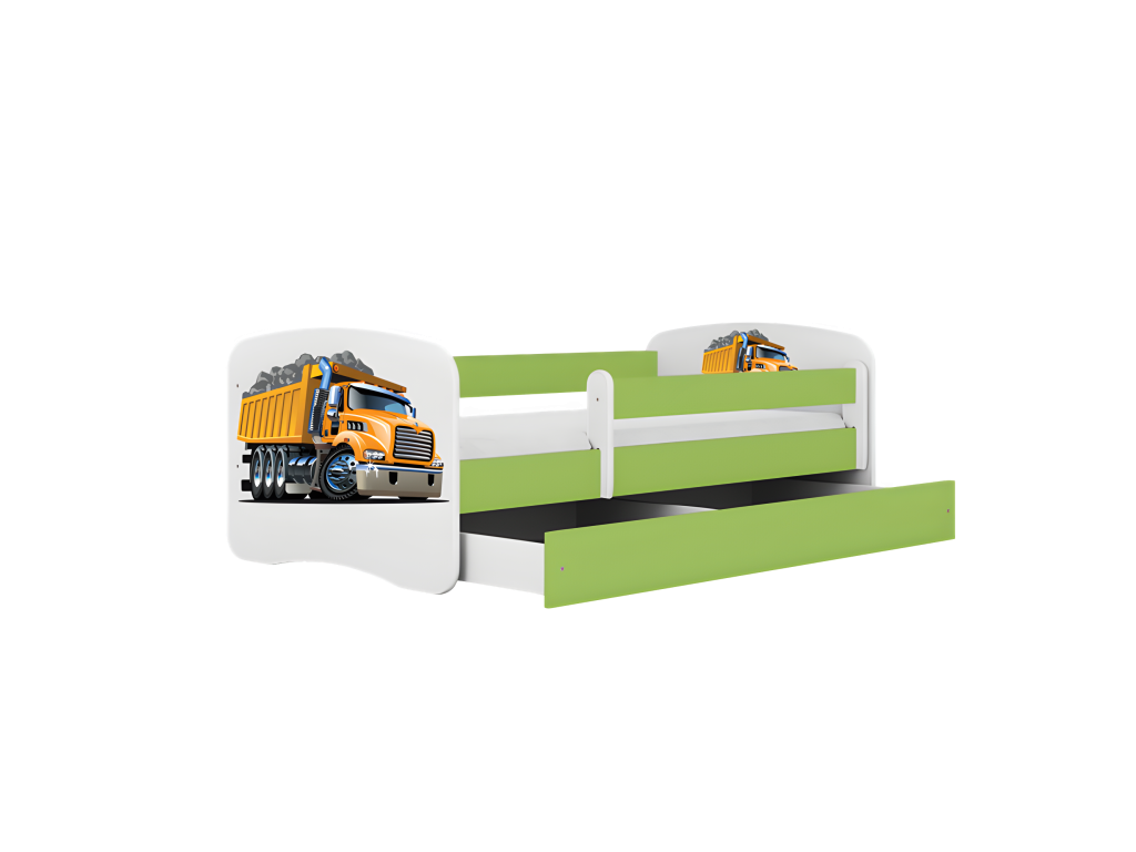 Struttura letto verde con materasso