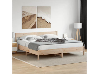 Struttura letto in legno massello marrone con materasso, 180 x 200 cm