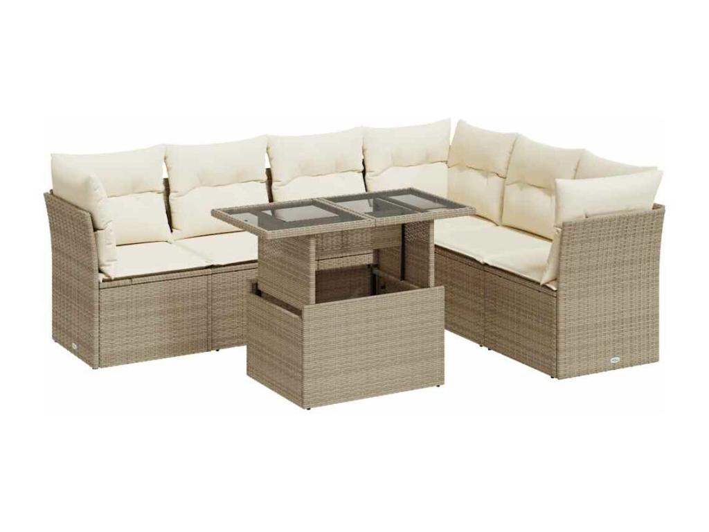 Set di mobili da esterno in vimini intrecciato in resina beige