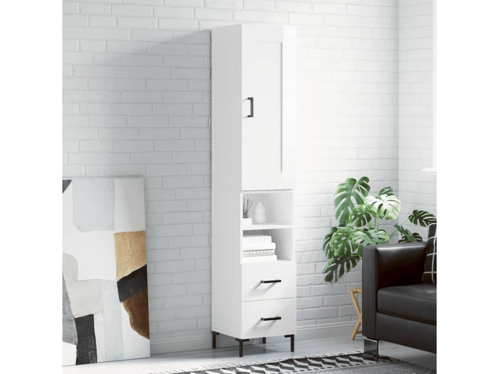 Credenza in legno ingegnerizzato bianco, 34,5 x 34 x 180 cm