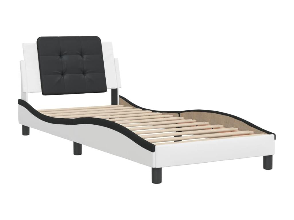 Struttura letto in similpelle bianca, 90 x 190 cm