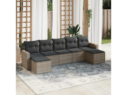 Set di mobili da esterno in vimini intrecciato in resina grigia