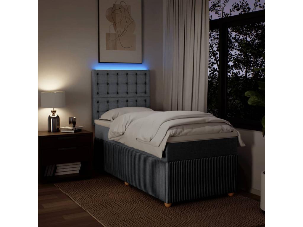 Struttura letto in tessuto grigio con materasso, 80 x 200 cm