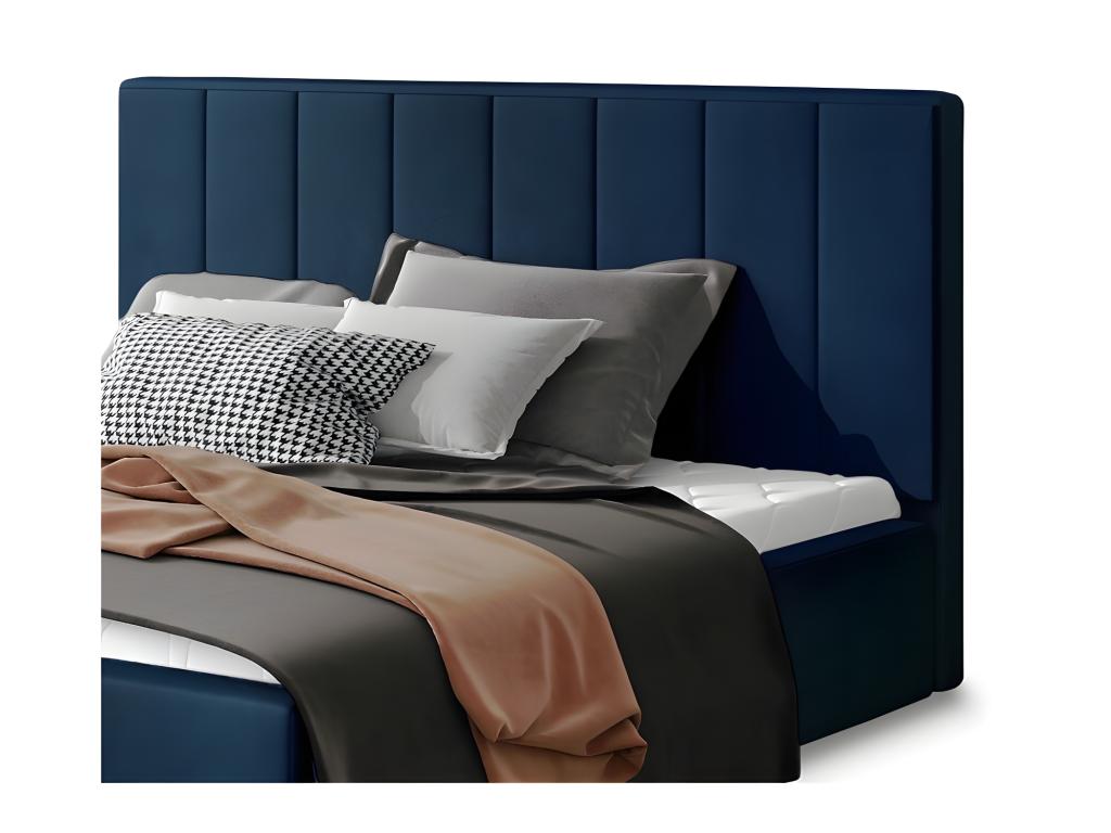 Struttura letto in velluto blu, 140 x 200 cm