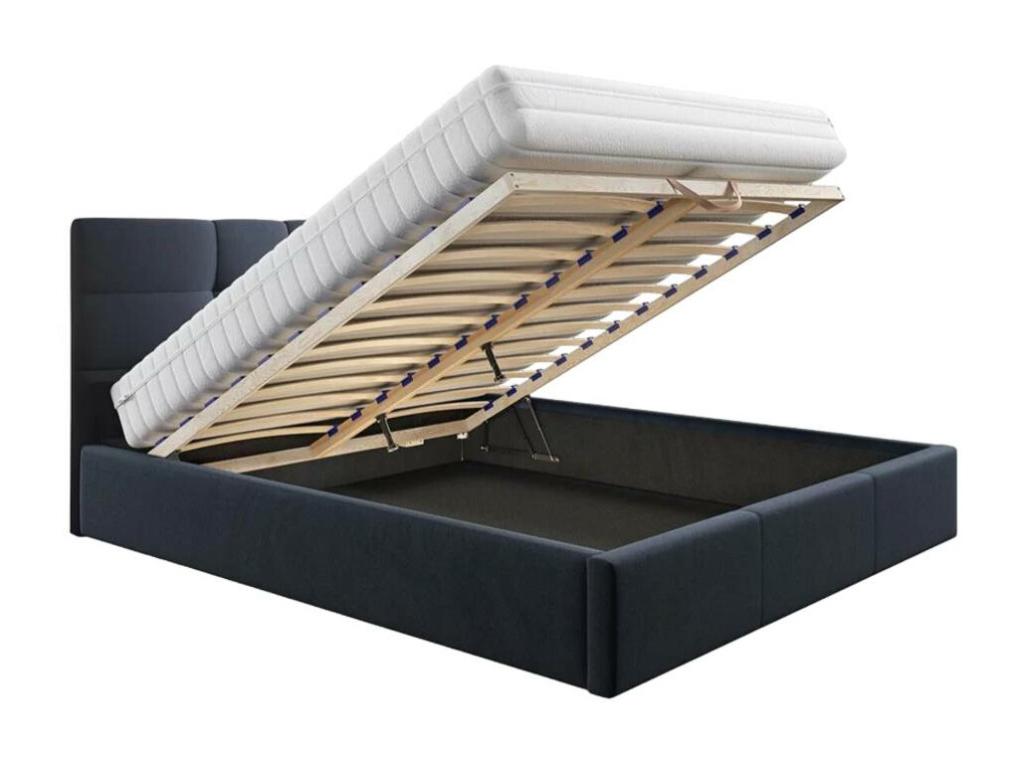 Struttura letto blu con contenitore, 180 x 200 cm