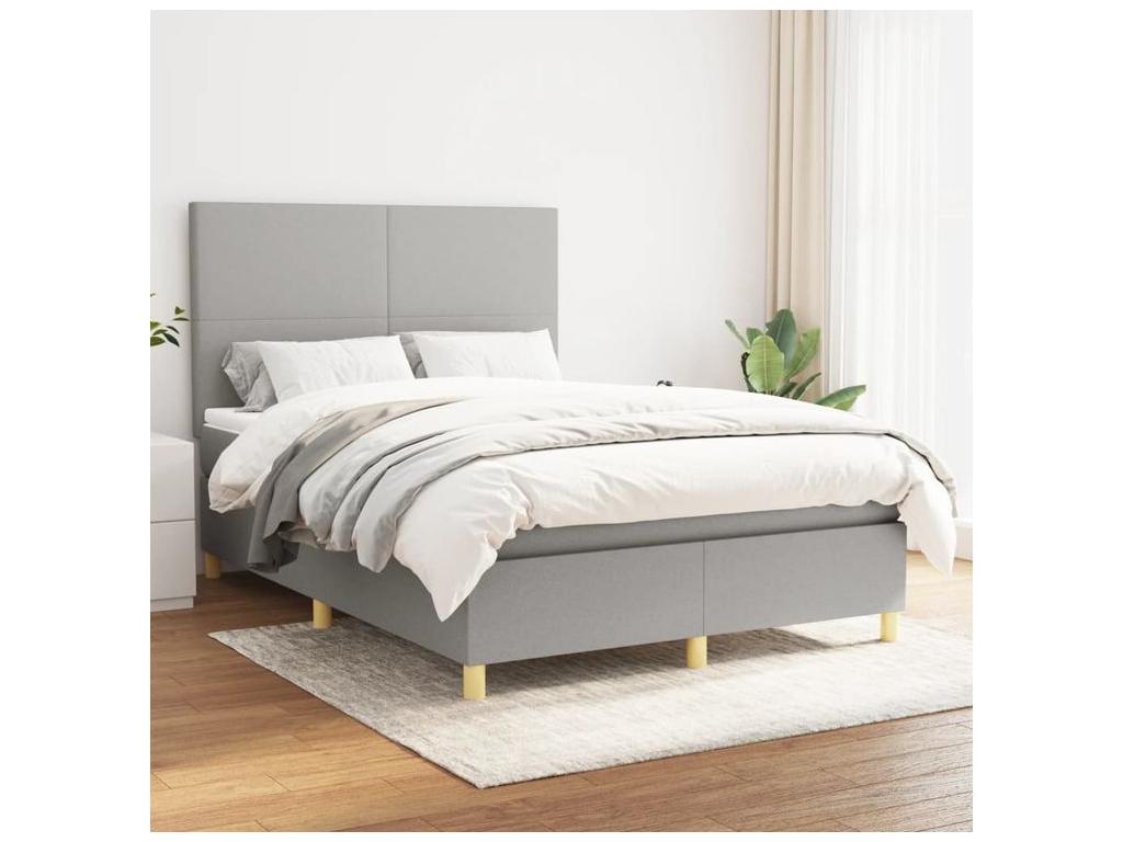 Struttura letto in tessuto bianco con materasso, 140 x 200 cm