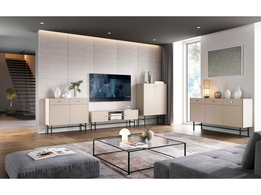 Credenza beige a 2 ante e 2 cassetti