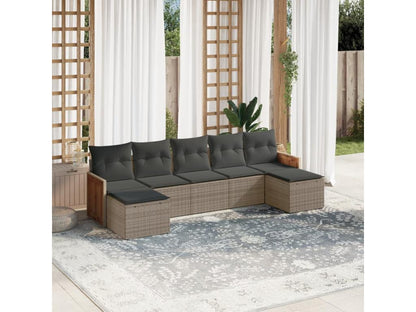 Set di mobili da esterno in vimini intrecciato in resina grigia