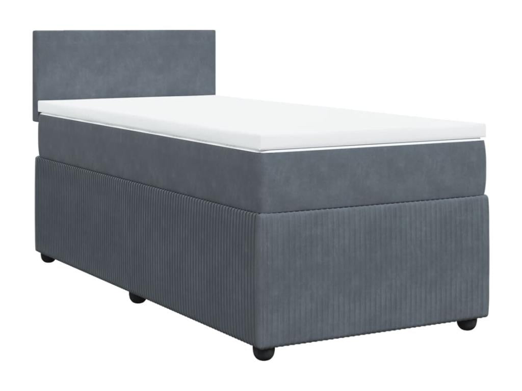 Struttura letto in velluto grigio con materasso, 80 x 200 cm