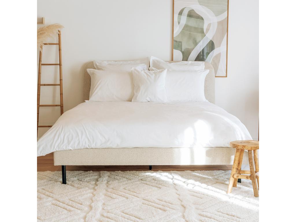 Struttura letto in tessuto bouclé beige, 140 x 190 cm