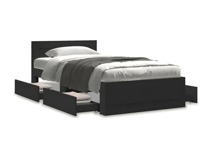 Struttura letto in legno ingegnerizzato nero, 100 x 200 cm