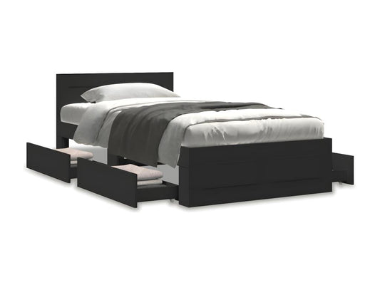 Struttura letto in legno ingegnerizzato nero, 100 x 200 cm