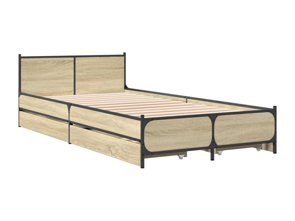 Struttura letto marrone con materasso, 75 x 190 cm
