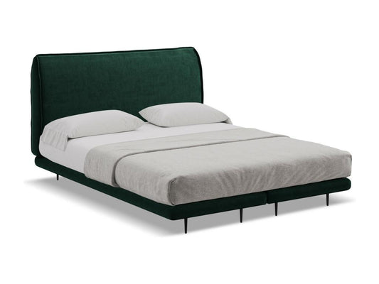Struttura letto in velluto verde con materasso, 180 x 200 cm