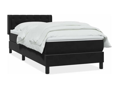 Struttura letto in velluto nero con materasso, 80 x 210 cm