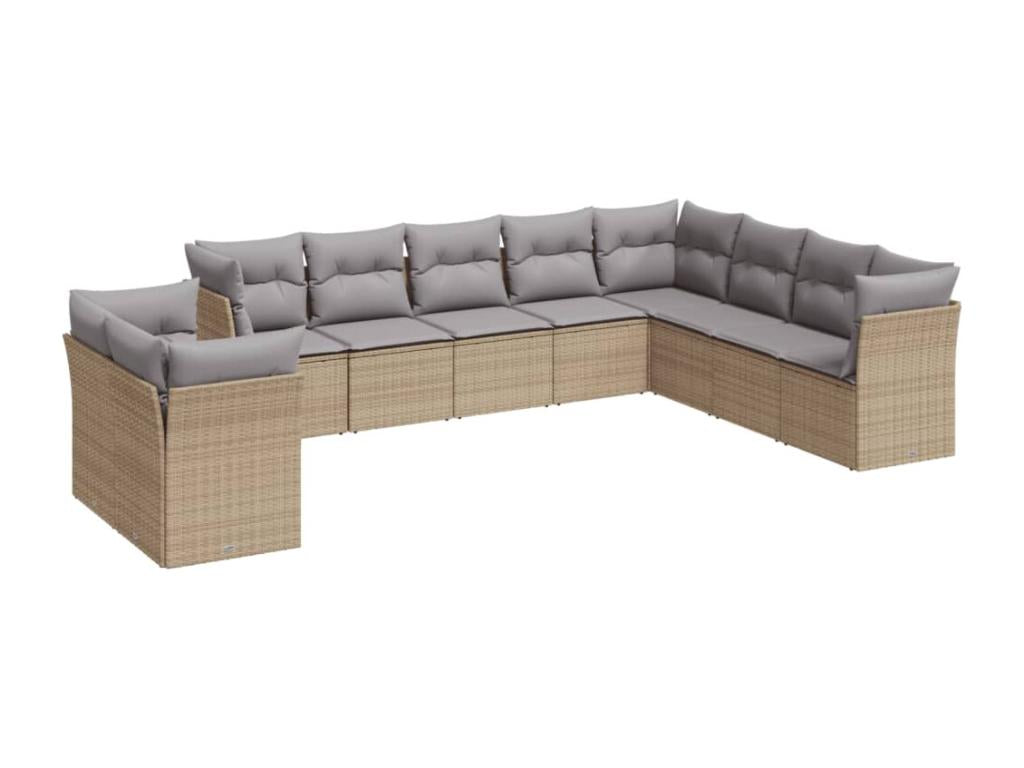 Set di mobili da esterno in vimini intrecciato in resina beige