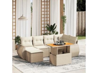 Set di mobili da esterno in vimini intrecciato in resina beige