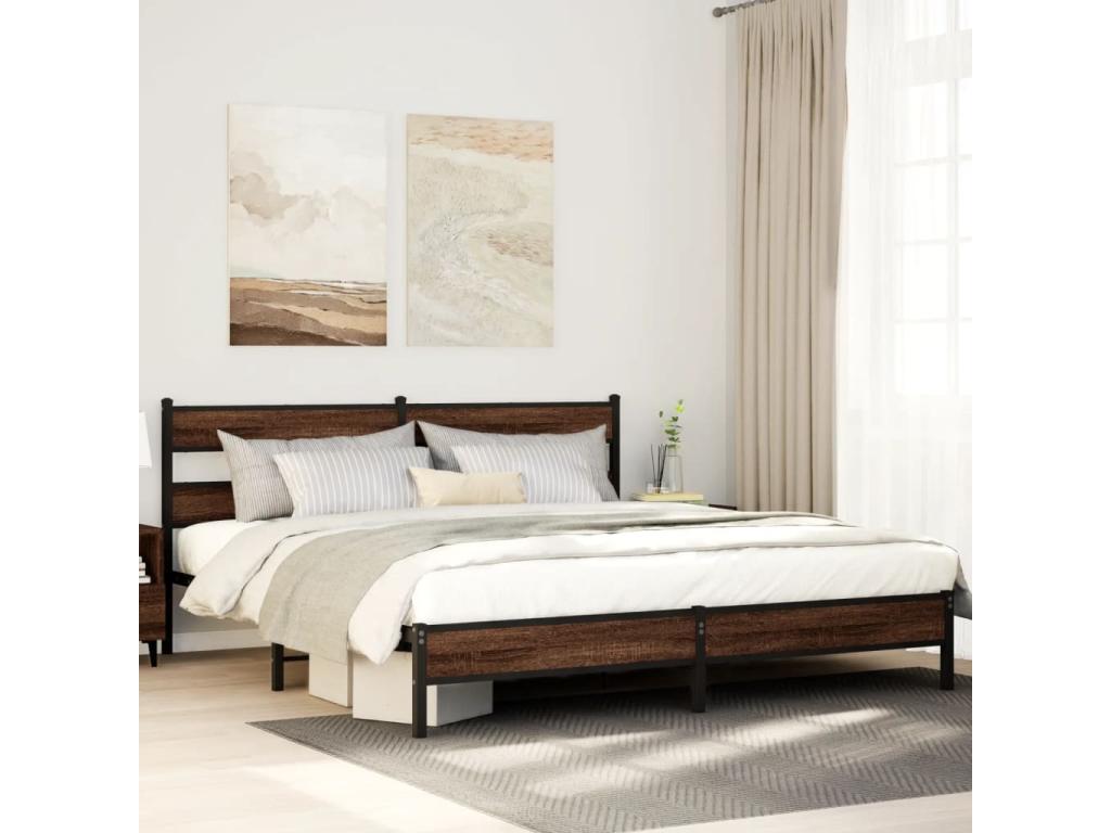 Struttura letto in metallo marrone con materasso, 180 x 200 cm
