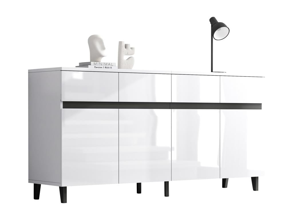 Credenza bianca a 4 ante e 4 cassetti