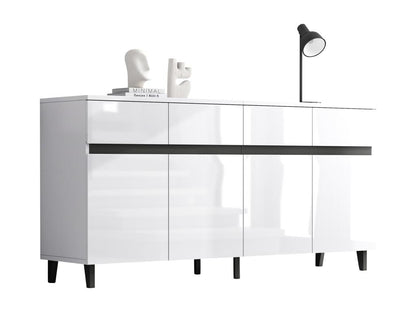 Credenza bianca a 4 ante e 4 cassetti