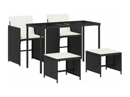 Set di mobili da esterno in vimini intrecciato in resina nera